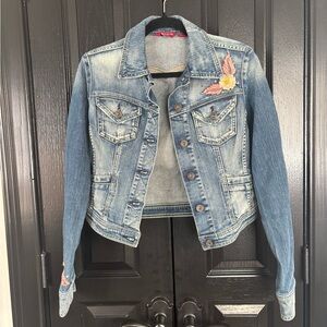 Guess Blue Denim Jacket with Embroidery